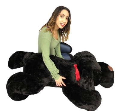 ToYBULK Giant Stuffed Puppy Dog 3 Feet Long Squishy Soft Extremely Large Plush Animal Black Color