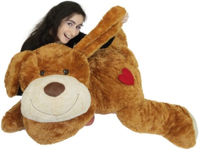 ToYBULK Giant Stuffed Puppy Dog 3 Feet Long Squishy Soft Extremely Large Plush Animal Brown Color