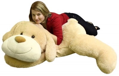 ToYBULK Giant Stuffed Puppy Dog 3 Feet Long Squishy Soft Extremely Large Plush Animal Beige Color
