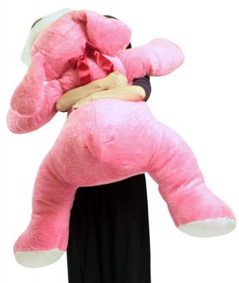 ToYBULK Giant Stuffed Puppy Dog 5 Feet Long Squishy Soft Extremely Large Plush Animal Pink Color