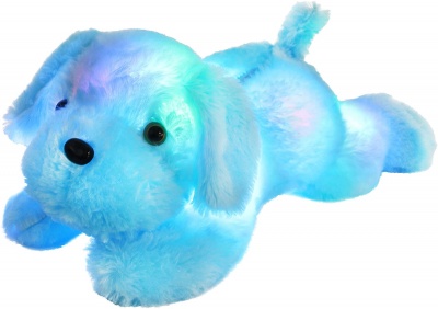LED Puppy Stuffed Animal Creative Night Light Lovely Dog Glow Soft Plush Toy Gifts for Kids on Christmas Birthday Festivals, 18-Inch, Blue