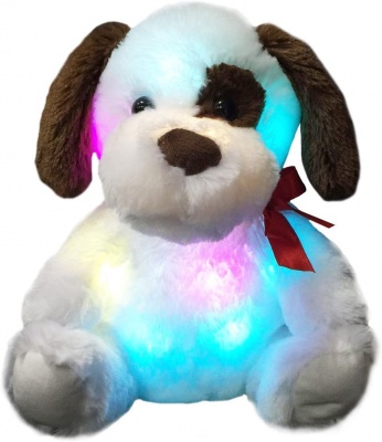 Glow Puppy Stuffed Animal Dog Plush Toy LED Nightlight Companion Gift for Kids on Birthday Christmas Halloween Festivals,12-Inch