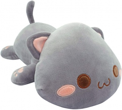Cute Kitten Plush Toy Stuffed Animal Pet Kitty Soft Anime Cat Plush Pillow for Kids (Gray B)