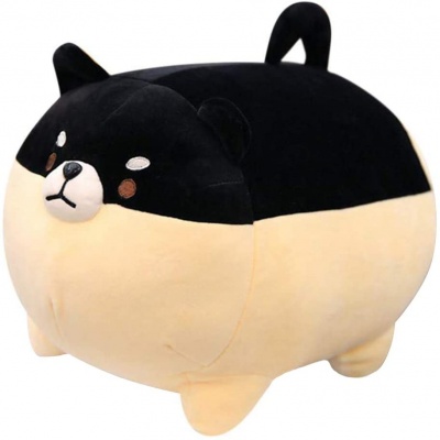 Stuffed Animal Shiba Plush Toy Anime Corgi Shiba Plush Dog Soft Pillow, Plush Toy Gifts for Boys Girls(Black 16 inch)