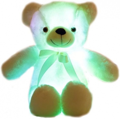 Glow Teddy Bear with Bow-tie Stuffed Animal Light Up Plush Toys Gift for Kids Boys Girls Christmas Birthday, 12'' (White)