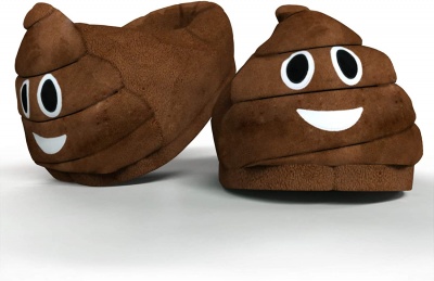 Funny Novelty Gift Emoti Poo Slippers – Winter Smiley Kids Plush Indoor Universal Size Emoticon Footwear for Boys Girls Ladies