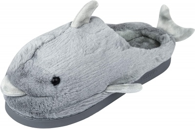 Womens Cute Fish Animal Slippers Novelty Cozy Fuzzy Slippers Soft Plush Winter Warm House Shoes (Grey)