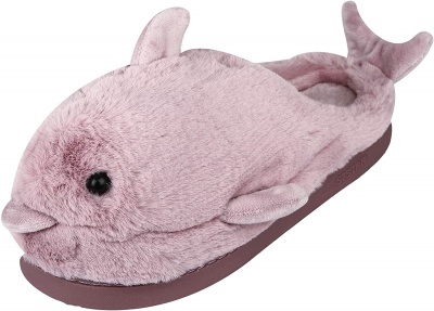 Womens Cute Fish Animal Slippers Novelty Cozy Fuzzy Slippers Soft Plush Winter Warm House Shoes