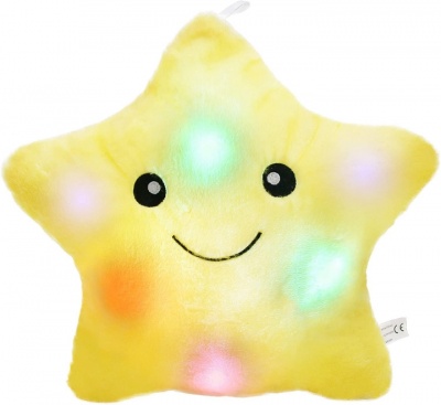Creative Twinkle Star Glowing LED Night Light Plush Pillows Stuffed Toys (Yellow)