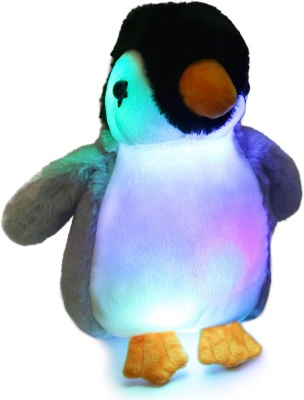 Glow Penguin Stuffed Animal Gray LED Soft Perky Adorable Floppy Plush Toy Nightlight Gift for Kids, 11 inchs
