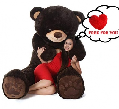 7 Feet Teddy & Hugs Giant Teddy Bear With PAW - The BIGGEST 84 Inch Teddy Bear Chocolate